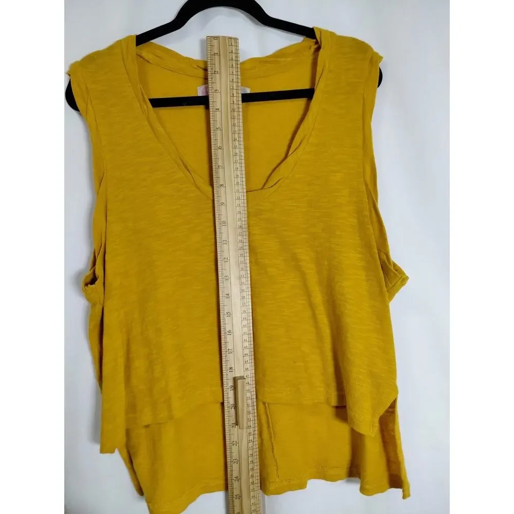 Free People Beach Yellow Scoop Neck Knit Lightweight Tank Women Size S